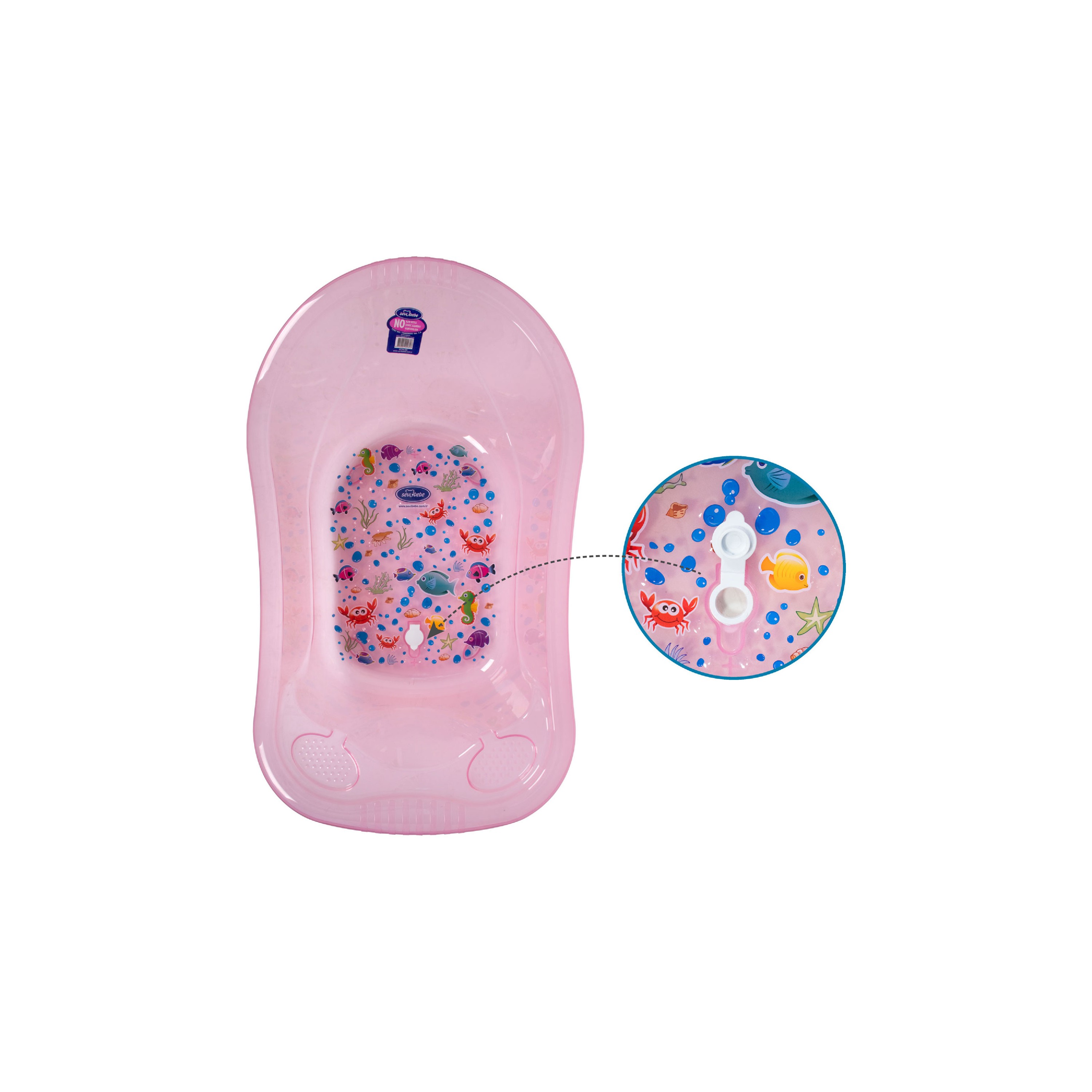 Patterned Transparent Baby Bathtub with Drain - Health