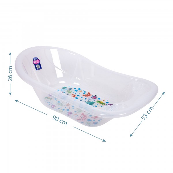Transparent and Patterned Baby Bathtub with Drain