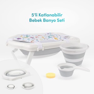 5 Pieces Foldable Baby Bath Set