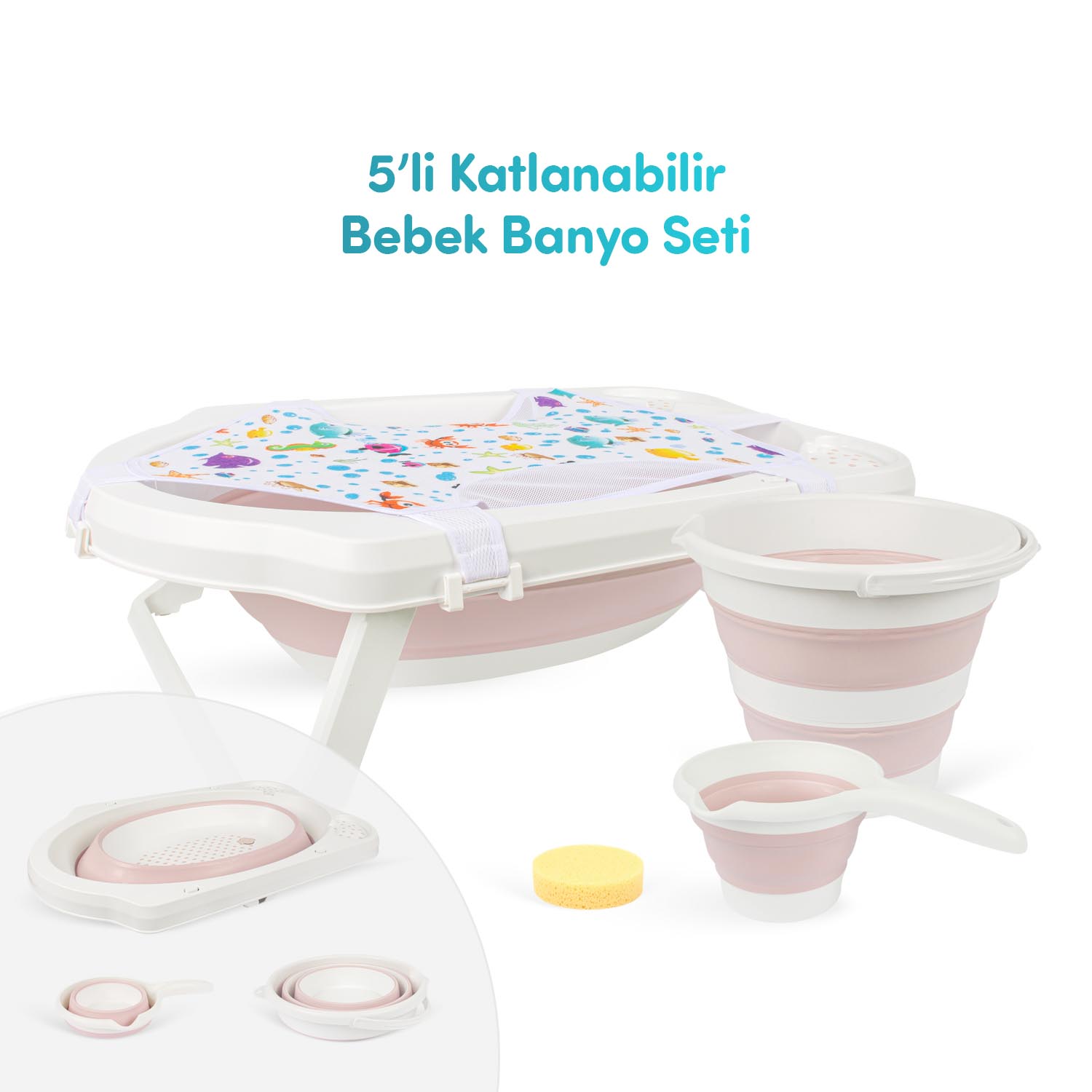 363-2-1 5'li Katlanabilir Bebek Banyo Seti - Görsel 1