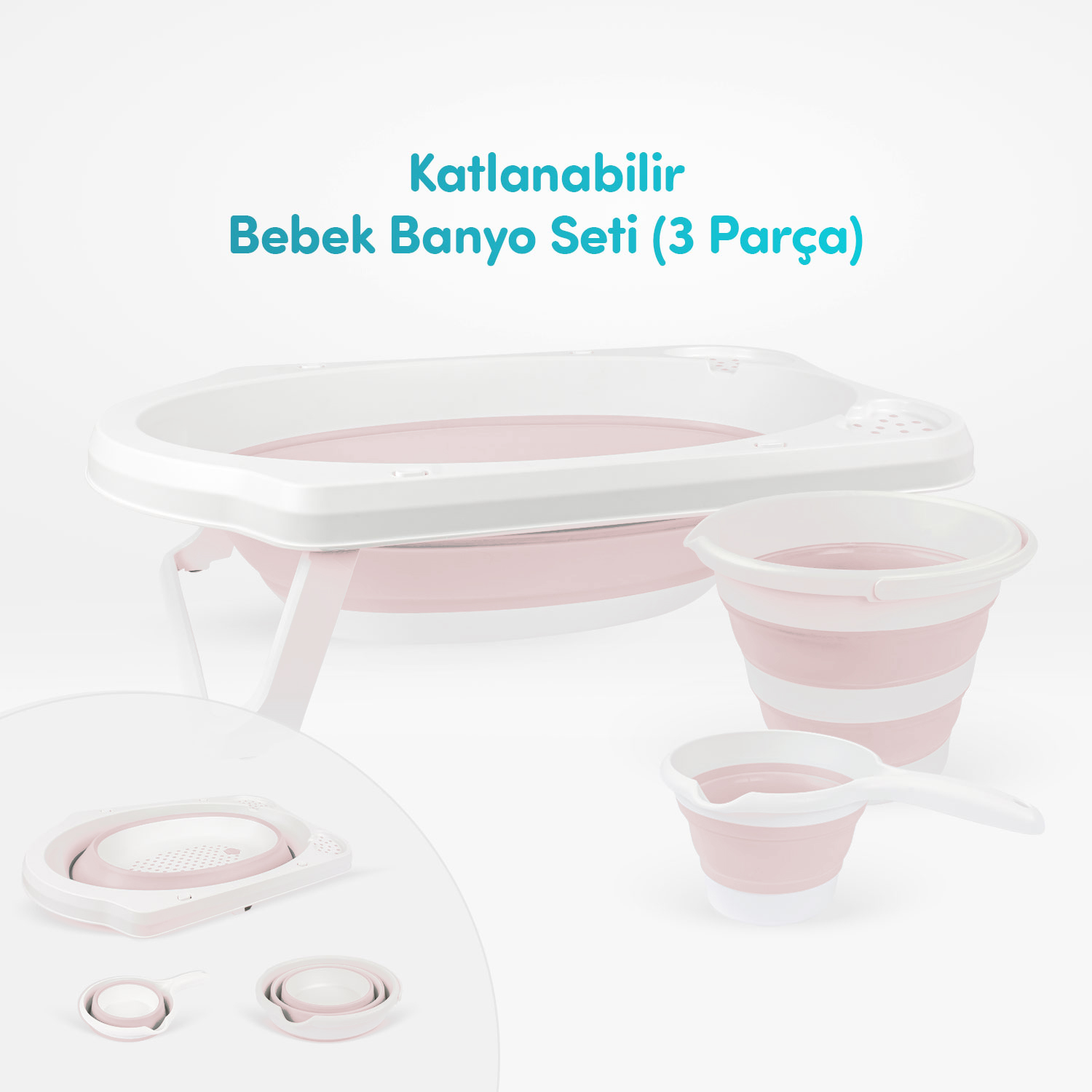 368-2-1 Katlanabilir Bebek Banyo Seti – 3 parça - Görsel 1